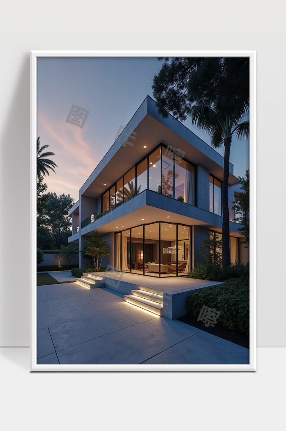 现代建筑在黄昏下的优雅魅力