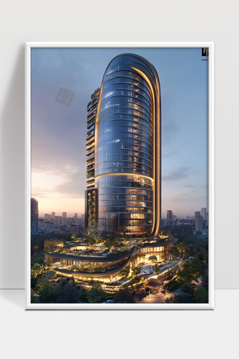 现代都市高层建筑未来感玻璃幕墙写字楼