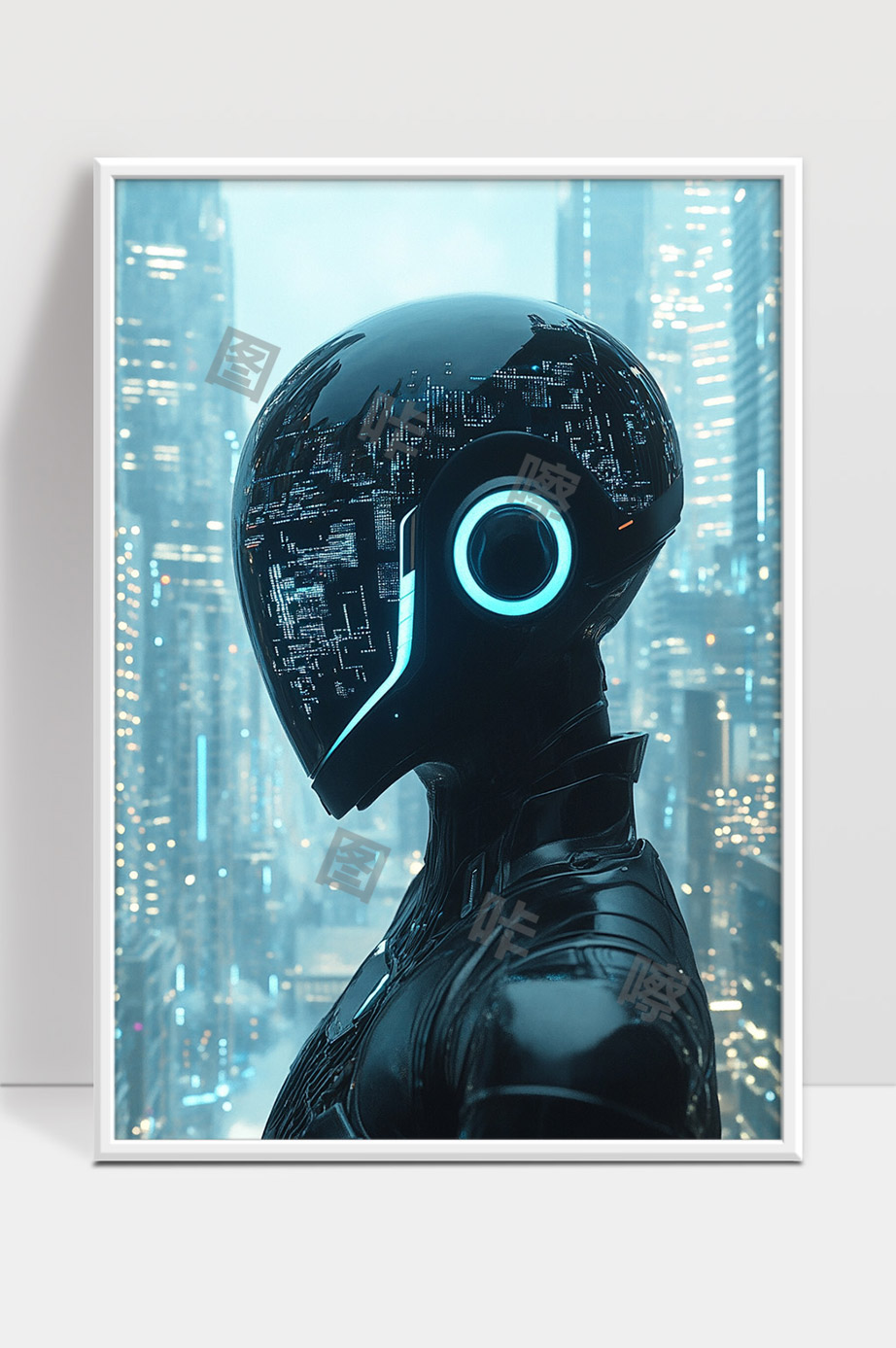 未来城市中的高科技智能机器人形象
