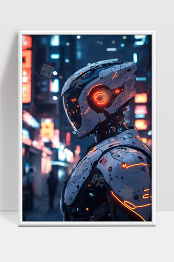 未来都市中的高科技智能机器人形象展示