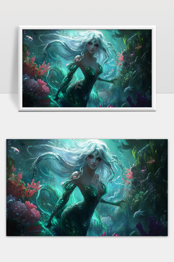 神秘海底美人鱼守护海洋世界的幻想艺术