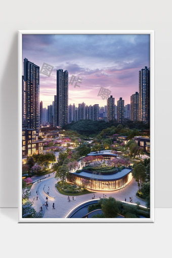 现代城市绿色生态园区高层住宅建筑景观