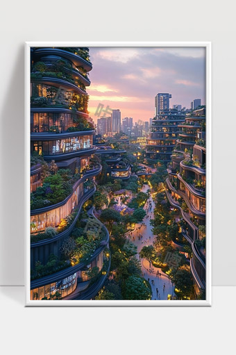 绿色生态现代城市建筑与未来都市景观融合