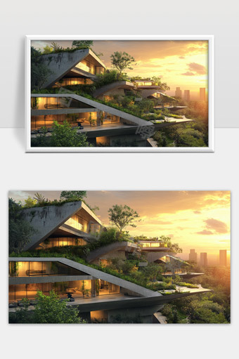 现代生态建筑融合自然绿植与城市景观