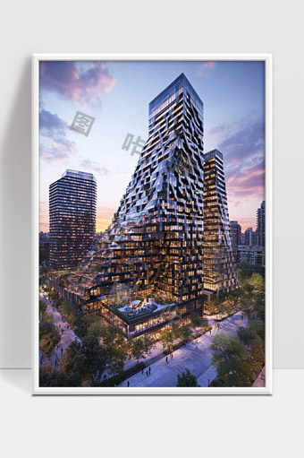 现代创新设计玻璃幕墙高层建筑城市景观