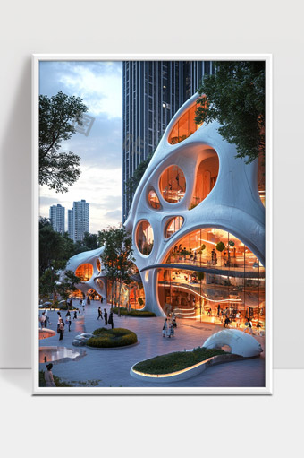 未来感城市独特建筑与现代生活公共空间设计