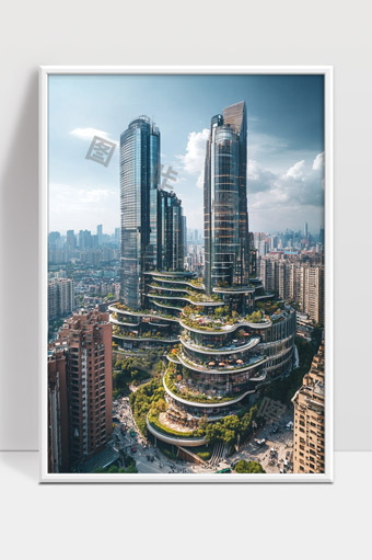 现代城市中高层建筑与绿色生态相融合的都市景观