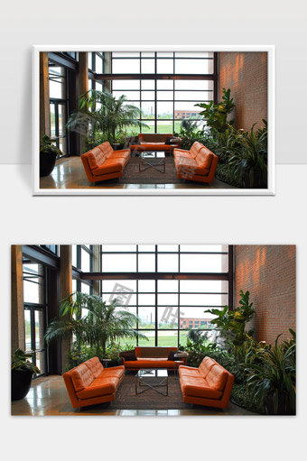 现代简约风格客厅宽敞明亮绿植环绕温馨舒适