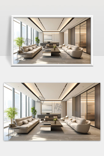 现代简约风格明亮宽敞办公接待区设计