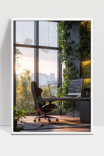 现代办公空间绿植环绕阳光充足极简风格