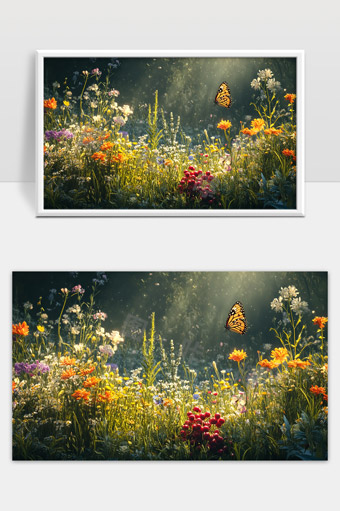 阳光下绽放的野花与翩翩起舞的蝴蝶世界