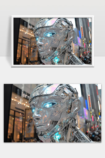未来城市中的高科技智能机器人形象