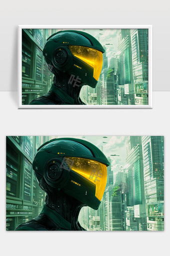 未来都市中的高科技智能战士形象展示