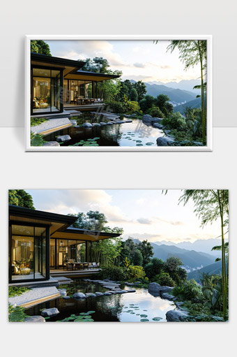 山间现代玻璃别墅与自然景观融合之美