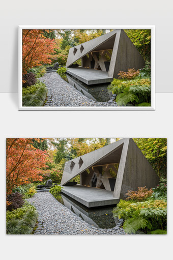 现代极简建筑与自然景观完美融合的园林设计