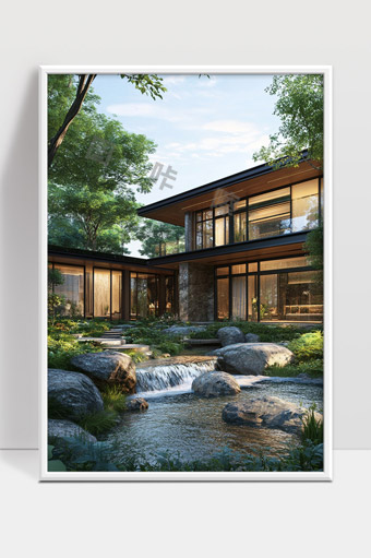 现代庭院别墅景观设计自然环境融合