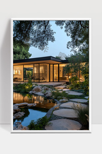 现代简约别墅建筑与自然景观完美融合的庭院设计