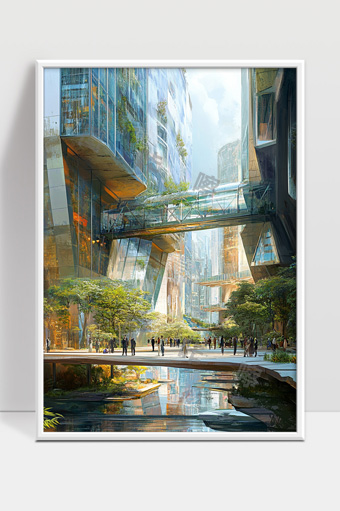 未来城市绿色生态与现代建筑融合的美丽都市景观