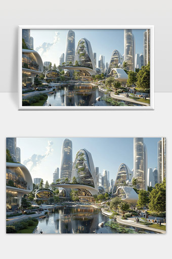未来城市绿色生态建筑与现代科技融合的都市景观