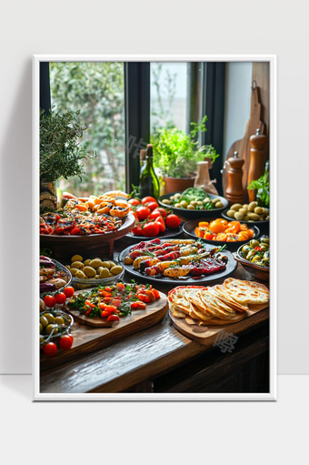 丰富多彩的地中海风味美食摆盘展示