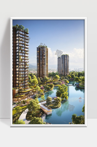 现代绿意环绕生态宜居高层住宅景观