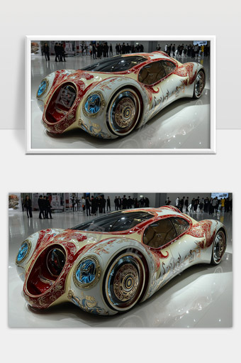 未来风格艺术装饰跑车展现现代科技与传统元素融合之美
