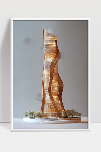 现代曲线高楼建筑设计创新城市地标模型展示