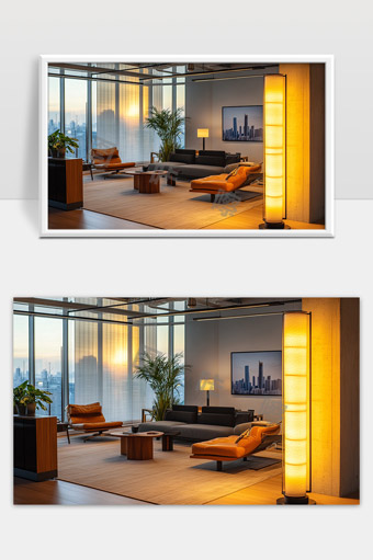 现代温馨办公休闲区舒适室内设计与自然光完美结合