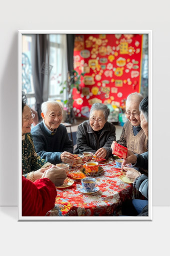 幸福晚年合家团圆欢聚一堂共庆佳节时光