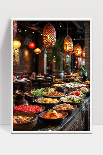 中式风格餐厅自助美食丰富多样色彩诱人