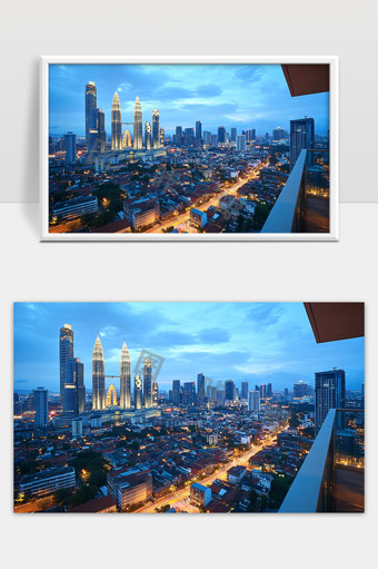 吉隆坡夜景城市天际线高楼灯光璀璨现代都市风貌