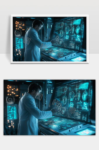 未来科技实验室科研人员操作智能触控界面