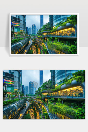 现代城市绿色生态建筑与繁华都市景观融合