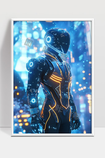 未来都市中的高科技智能机器人形象
