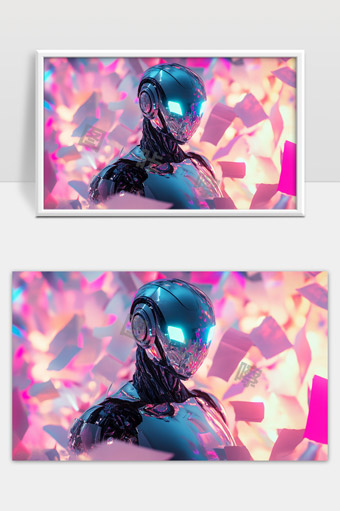 未来科技感机器人在数字世界中展现智能形象