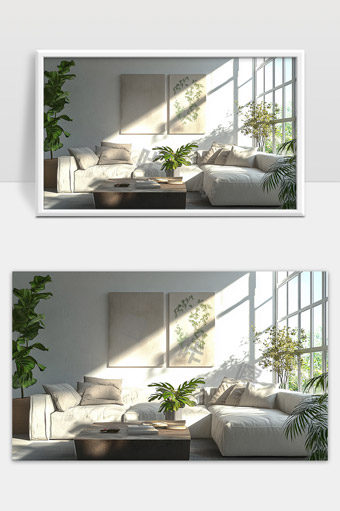 简约明亮现代客厅自然光线温馨舒适沙发组合