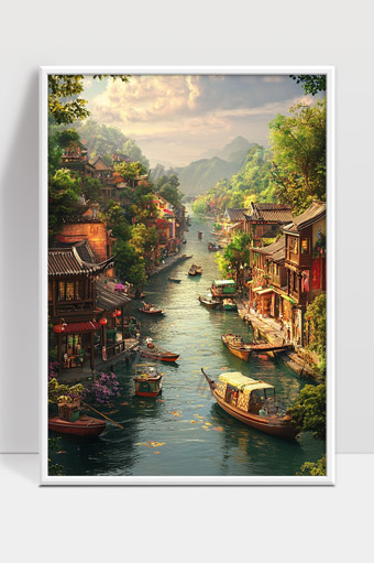 古镇水道风光秀丽江南水乡古建筑风貌