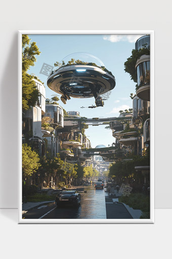 未来城市绿色生态智能飞行器和谐共存场景