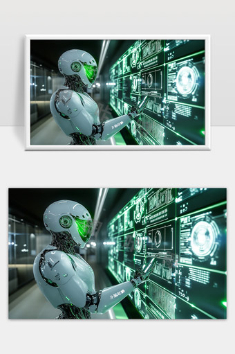 智能机器人操作未来数字界面高科技场景