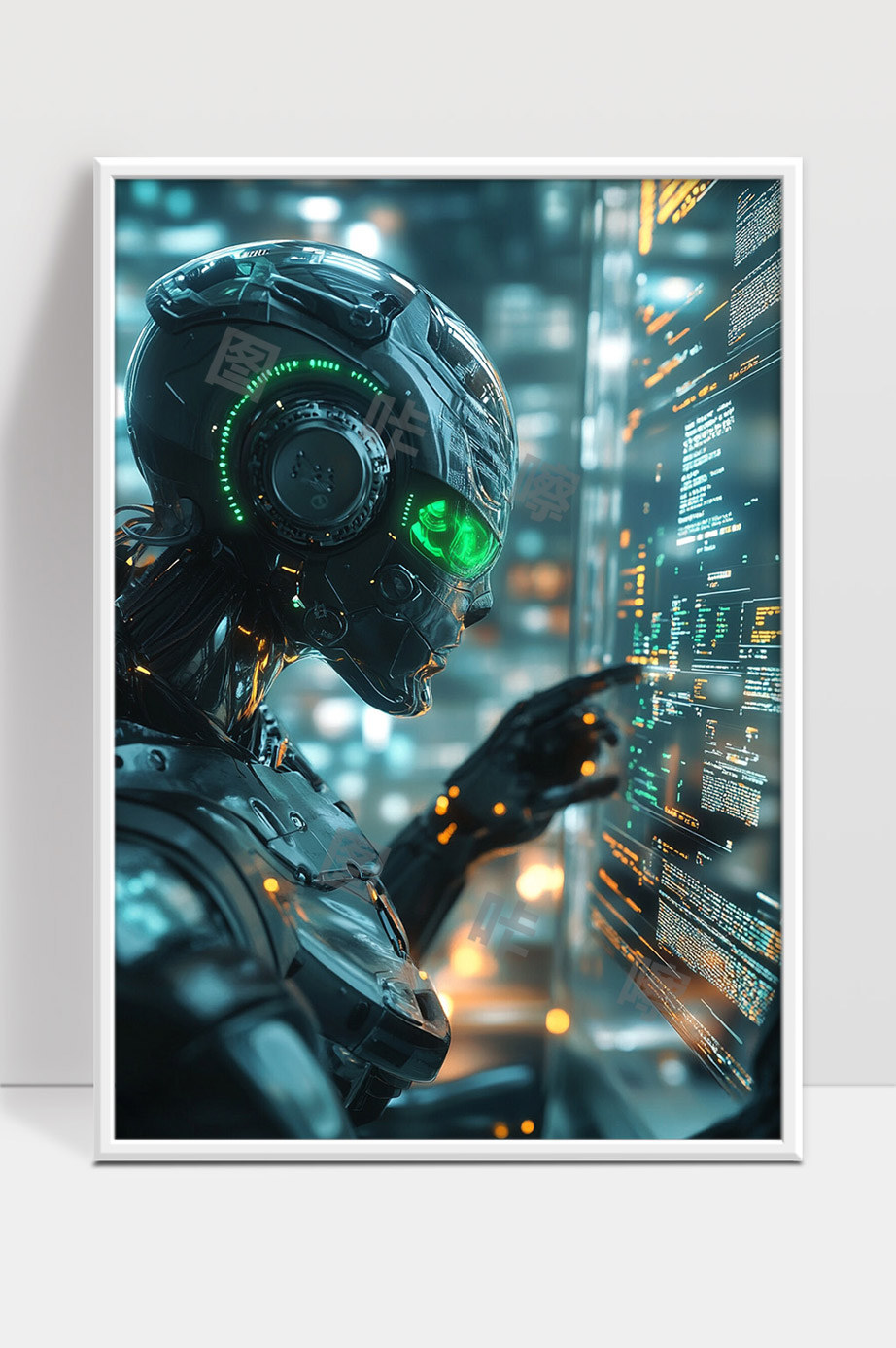 未来科技智能机器人操作高科技数据界面场景