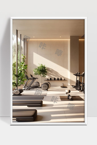 现代简约风格健身房自然光线明亮舒适运动空间