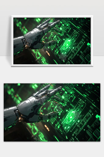 智能机器人手臂操作未来科技数字虚拟界面