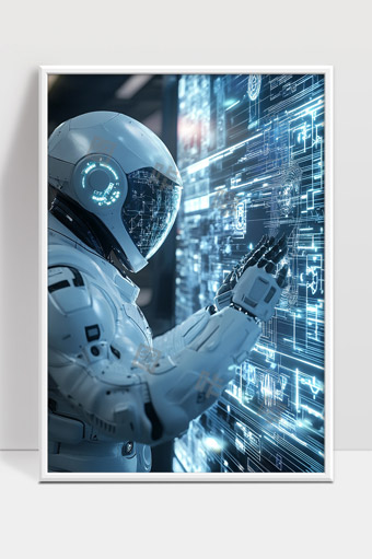 智能机器人操作高科技数字界面未来科技场景