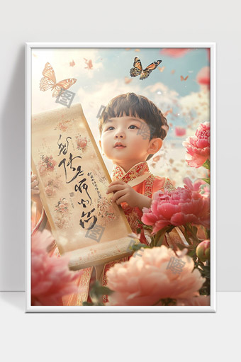 童年花海中的古风少年与蝴蝶的梦幻时刻