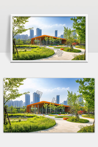 现代城市公园绿地景观与现代建筑融合