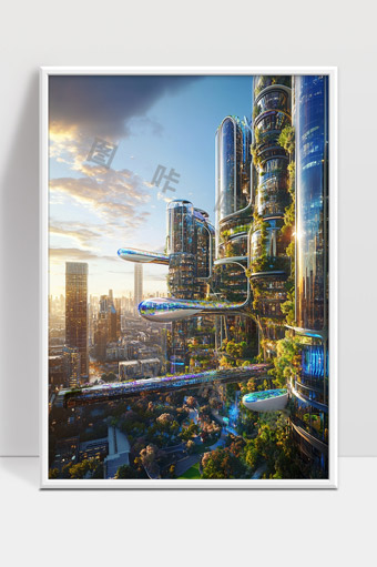 未来生态城市绿色建筑与高科技融合的城市景观