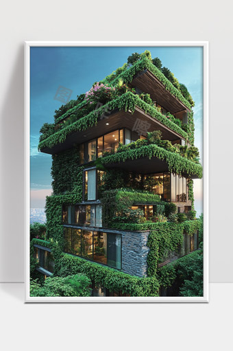 现代生态环保绿色建筑立体绿化住宅设计