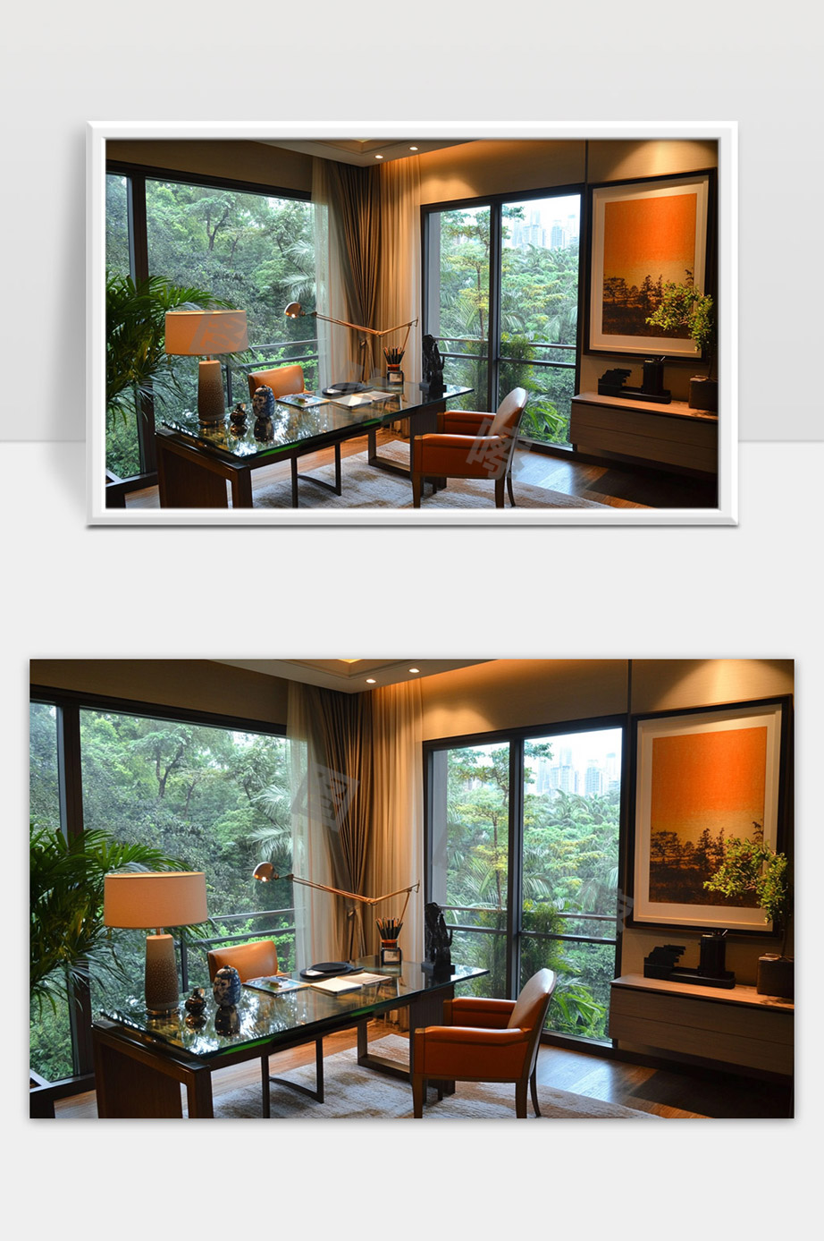 现代温馨家居办公空间宁静自然景观融合设计