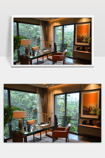 现代温馨家居办公空间宁静自然景观融合设计