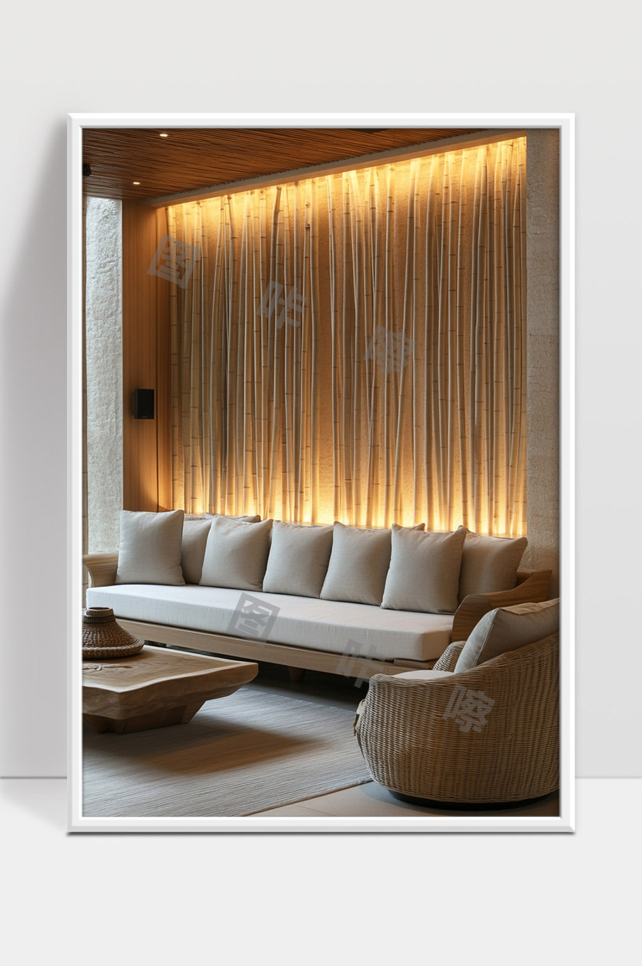 简约自然风格竹子背景现代家居休闲空间设计